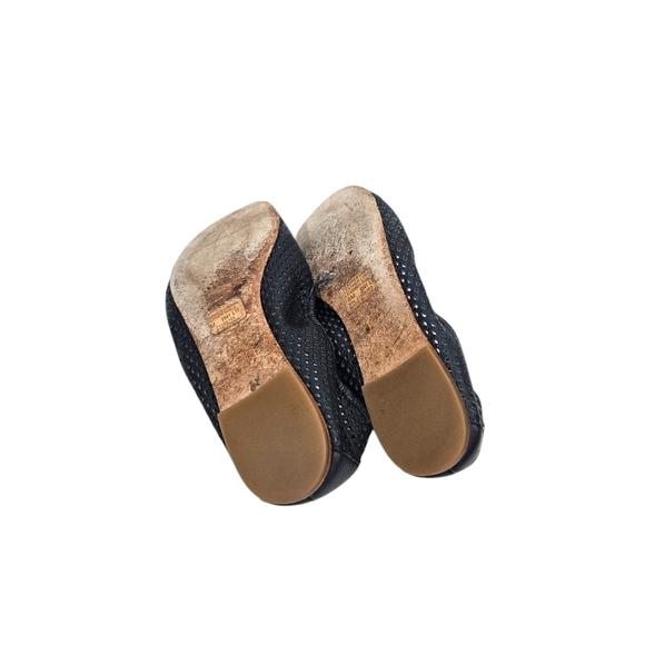 Tory Burch Black Whittaker Perforated Leather Ballerina Flats - Picture 8 of 9